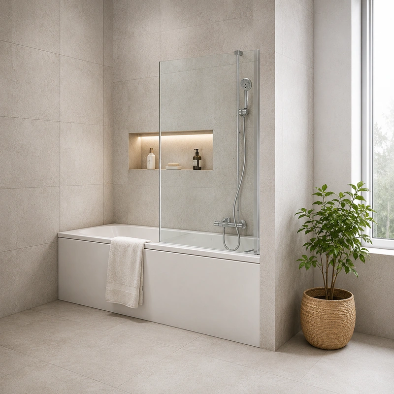Moderne Glaslösung für Dusche und Badewanne
